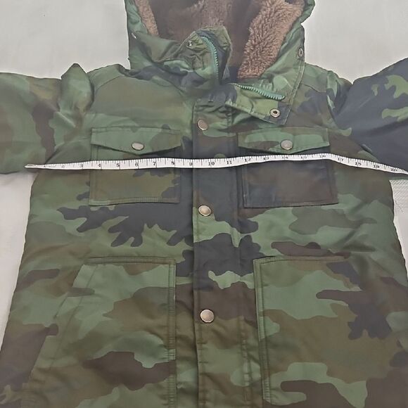 Crewcuts Green and Brown Puffer Jacket with Hood - Picture 7 of 16